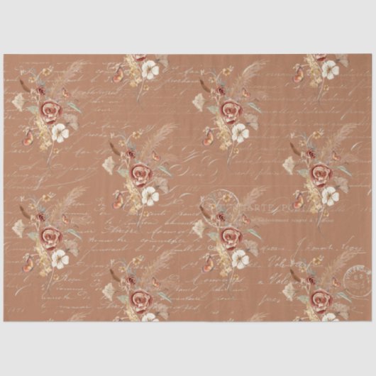 Wildblume Fall Pampas Grass Terracotta Decoupage Seidenpapier (Vorderseite)