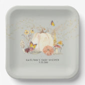 Wildblume Fall Pumpkin Mushrooms Kinderdusche Pappteller (Vorderseite)