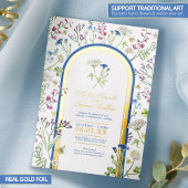 Wildblume farbenfrohe Blütenfarbe Blaue Hochzeit Folieneinladung