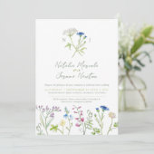 Wildblume farbenfrohe botanische Aquarellhochzeit Einladung (Stehend Vorderseite)
