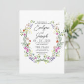 Wildblume farbenfrohe Grüne Blumenzeremonie Einladung (Stehend Vorderseite)