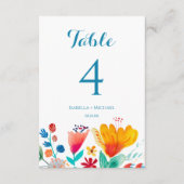 Wildblume farbenfrohe Hochzeitsfeier Tischnummer (Vorderseite)