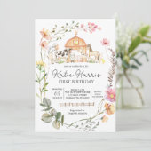 Wildblume Farm zum Geburtstag Einladung (Stehend Vorderseite)