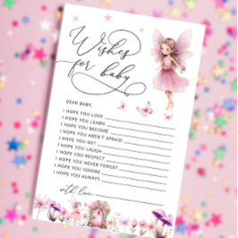 Wildblume Fee Babydusche Wünsche für Babykarte