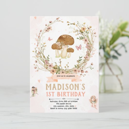 Wildblume Fee Party Einladung (Stehend Vorderseite)