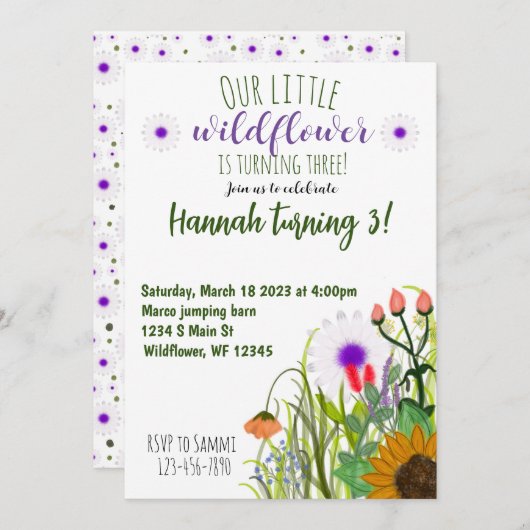 Wildblume Feiertagskarte (Vorne/Hinten)