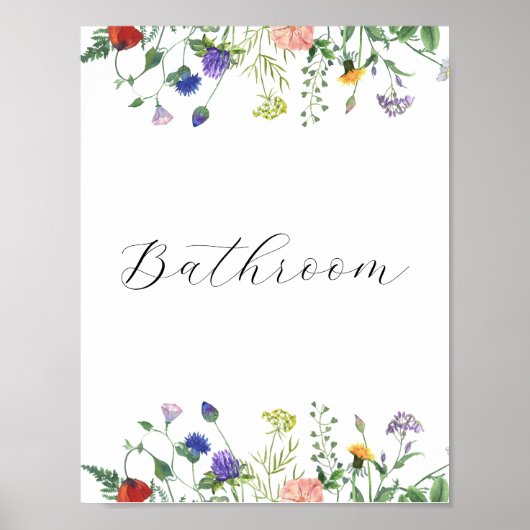 Wildblume Felder Badezimmer Zeichen Poster (Vorne)