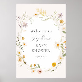 Wildblume Felder Boho Babydusche Begrüßungszeichen Poster
