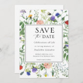 Wildblume Felder Feier des Lebens Rett Datum Einladung (Vorne/Hinten)