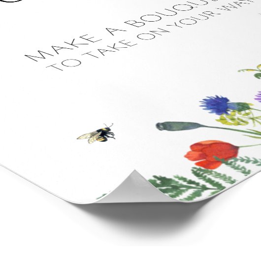 Wildblume Felder und Bienen Blume Bouquet Bar Poster (Ecke)