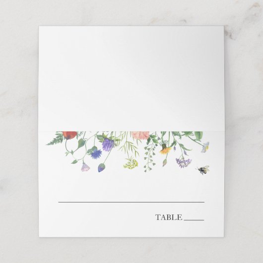 Wildblume Felder und Buzzing BienenName-Platzkarte Platzkarte (Außenseite Aufgefaltet)