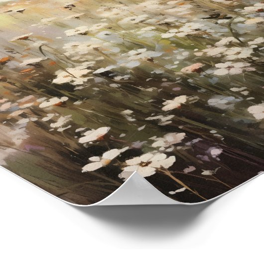 Wildblume Felderlandschaft Ölgemälde Poster (Ecke)