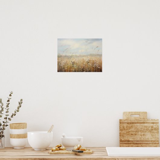 Wildblume Felderlandschaft Ölgemälde Poster (Küche)