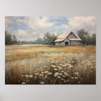 Wildblume Felderlandschaft Ölgemälde Poster