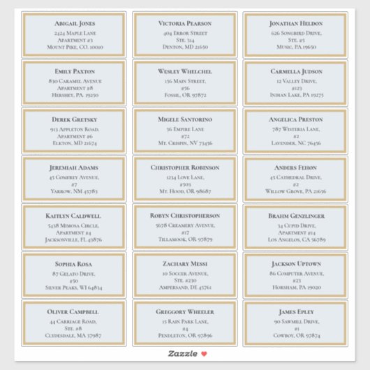 Wildblume Fern Dusty Blue Wedding Guest Address Aufkleber (Blatt)