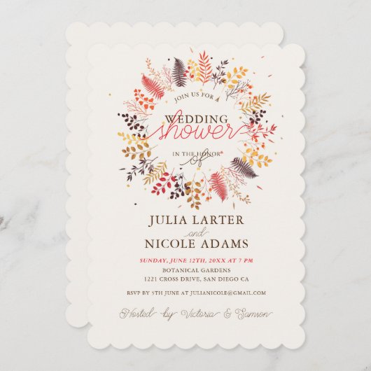 Wildblume Fern Mushroom Foliage Polterabend Einladung (Vorne/Hinten)