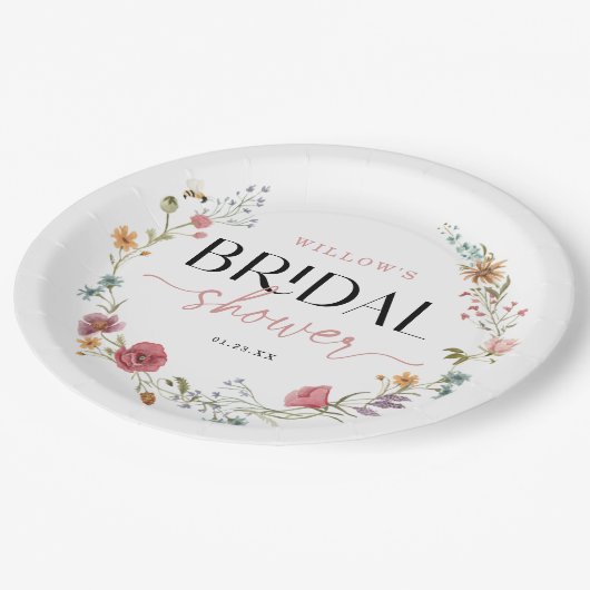 Wildblume Field Boho Brautparty Decor Pappteller (Schrägansicht)