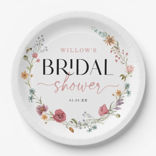 Wildblume Field Boho Brautparty Decor Pappteller (Vorderseite)