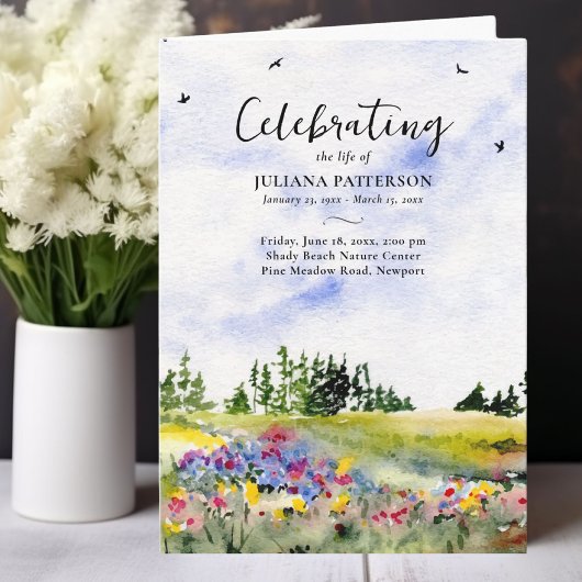 Wildblume Field Foto Feier der Lebensbeerdigung Programm