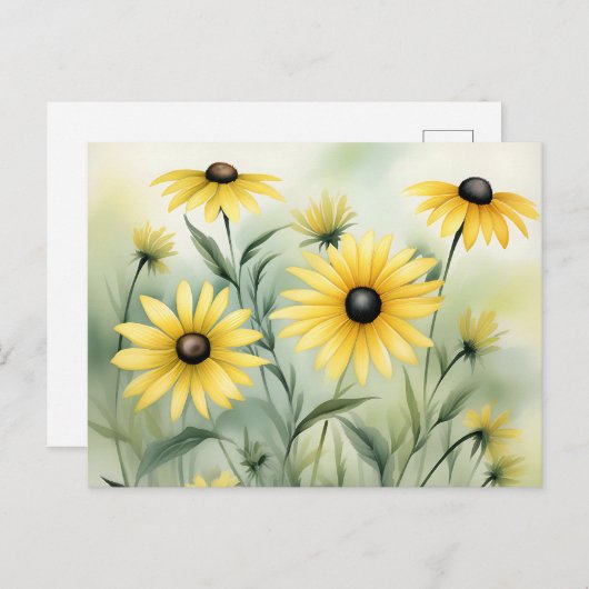 Wildblume Field mit Mit Augen Susans Postkarte (Vorne/Hinten)