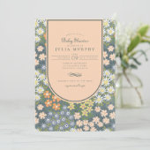 Wildblume Field Peach Arch Garden Kinderdusche Einladung (Stehend Vorderseite)