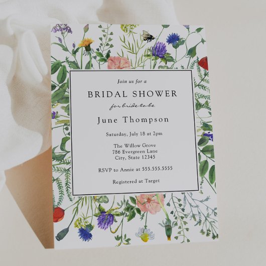 Wildblume Fields and Buzzing Bees Brautparty I Einladung