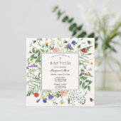 Wildblume Fields and Honey Bees Baptisse Einladung (Stehend Vorderseite)