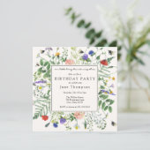 Wildblume Fields und Honey Bees Geburtstag Einladung (Stehend Vorderseite)