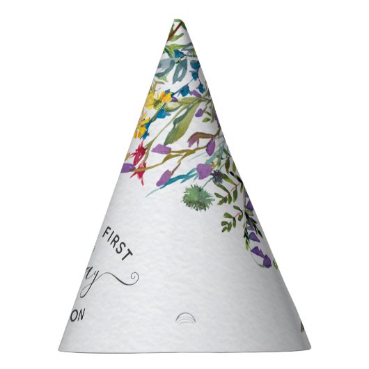 Wildblume First Birthday Party Hat Partyhütchen (Rechts)