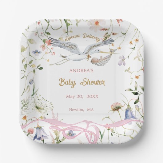 Wildblume-Flachbandplatte Pappteller (Vorderseite)