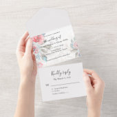 Wildblume Flora Rose Hochzeit All In One Einladung (Abreißen)