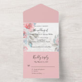 Wildblume Flora Rose Hochzeit All In One Einladung (Innen Boden)