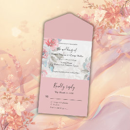 Wildblume Flora Rose Hochzeit All In One Einladung