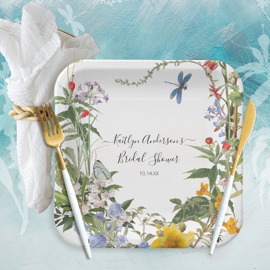 Wildblume Flora und Fauna Brautparty Pappteller