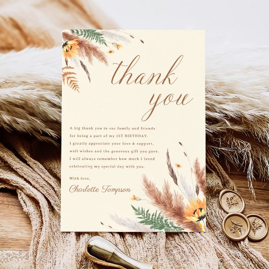 Wildblume Floral 1. Geburtstag Dankeskarte