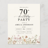 Wildblume Floral 70. Geburtstag Einladung (Vorderseite)