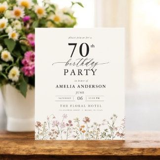 Wildblume Floral 70. Geburtstag Einladung