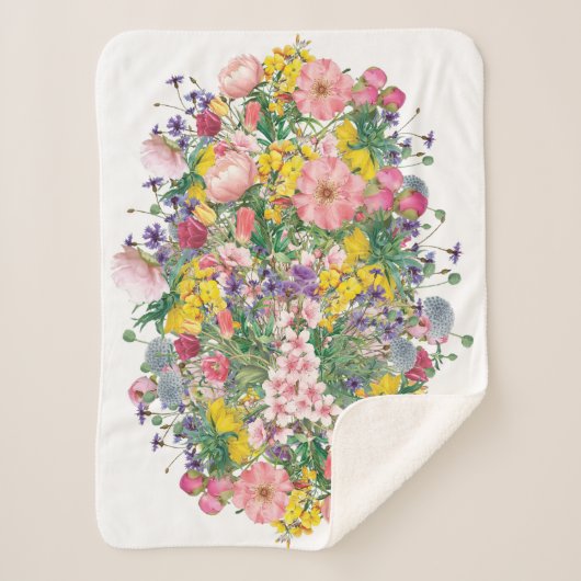 Wildblume Floral Akzent Gemütlicher Cotattacore-St Sherpadecke (Vorderseite)