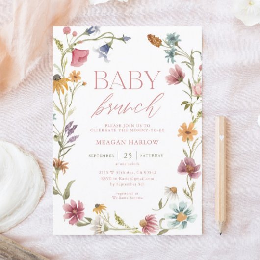 Wildblume Floral Baby Brunch Einladung