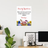 Wildblume Floral Baby Dusche Familie Tradition Poster (Heimbüro)