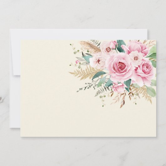 Wildblume Floral Baby Dusche Foto Einladung (Rückseite)