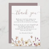 Wildblume Floral Baby Dusche Vielen Dank Dankeskarte (Vorne/Hinten)