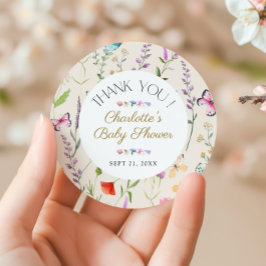 Wildblume Floral Baby Dusche Vielen Dank Runder Aufkleber