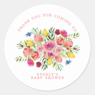 Wildblume Floral Baby Dusche Vielen Dank Runder Aufkleber