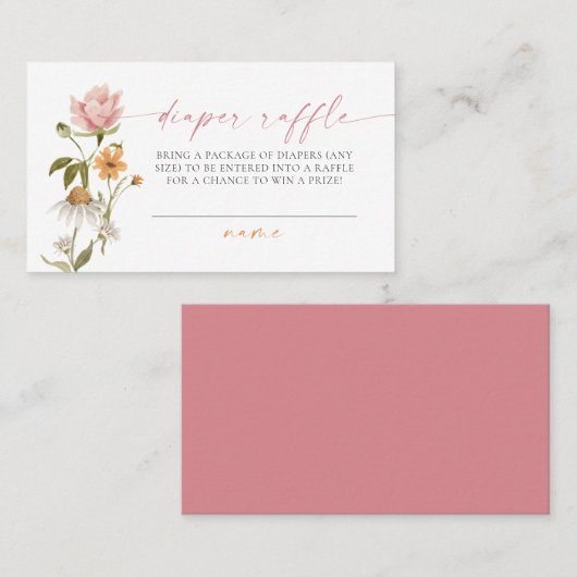 Wildblume Floral Baby Dusche Windelwaschkarte Platzkarte (Vorne/Hinten)