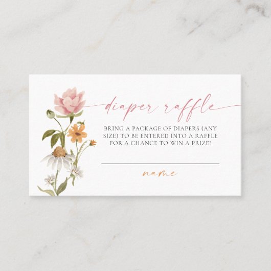 Wildblume Floral Baby Dusche Windelwaschkarte Platzkarte (Vorderseite)