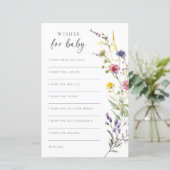 Wildblume Floral Baby Dusche Wünsche für Baby (Stehend Vorderseite)
