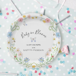 Wildblume Floral Baby in Bloom Butterfly Dusche Pappteller