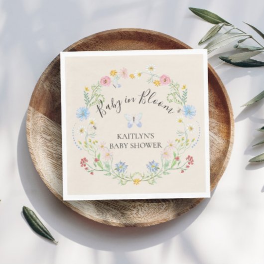 Wildblume Floral Baby in Blütenfarbendusche Serviette