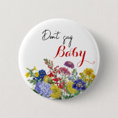 Wildblume Floral Baby Shower Game Sage nicht Baby Button (Vorderseite)